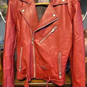Zara Bold Red Leather Jacket